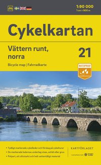 bokomslag Cykelkartan Blad 21 Vättern runt, norra delen 2023-2025