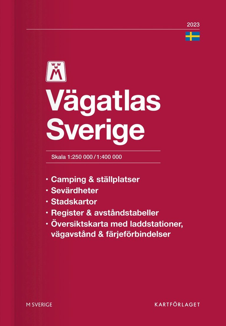 M Vägatlas Sverige 2023 : Skala 1:250.000-1:400.000 1