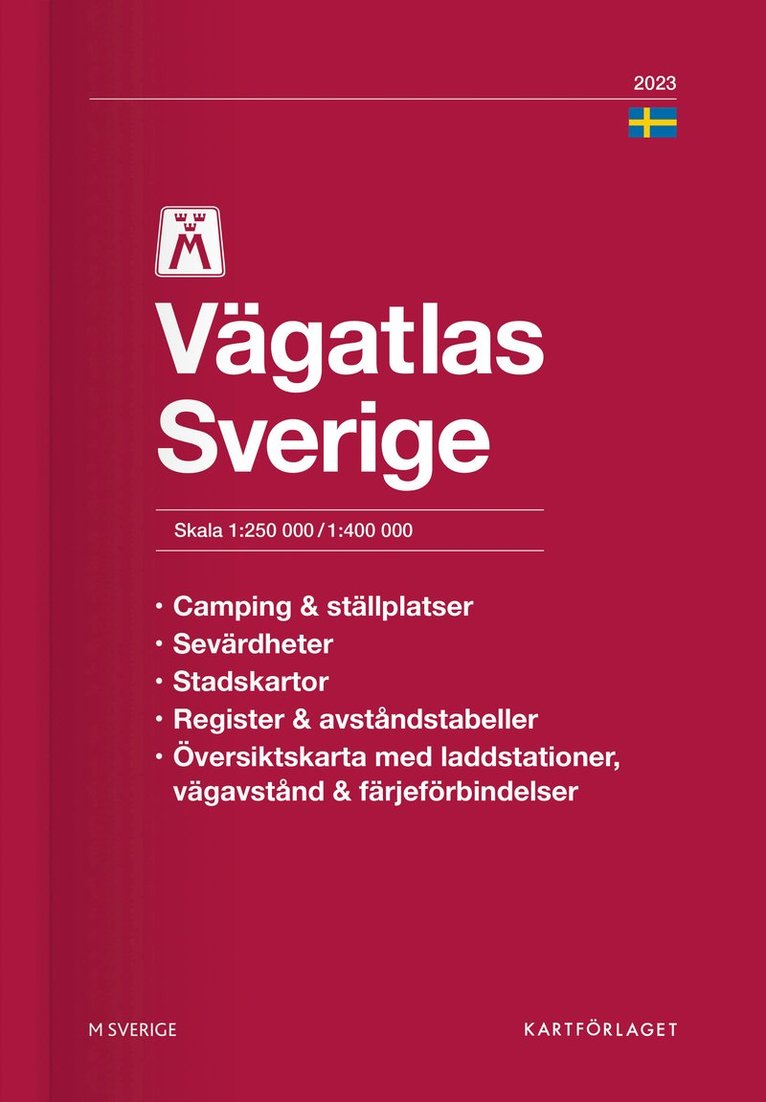 M Vägatlas Sverige 2023 : Skala 1:250.000-1:400.000, Häftad