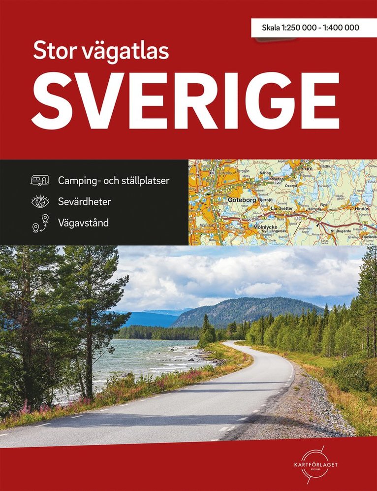 Stor Vägatlas Sverige Kartförlaget, A3 format, spiral 1