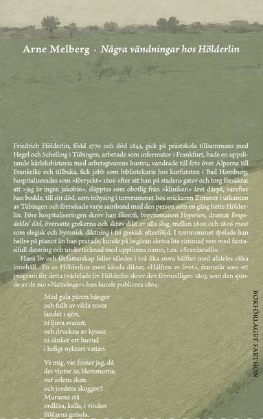 Arne Melberg - Några vändningar hos Hölderlin, Häftad