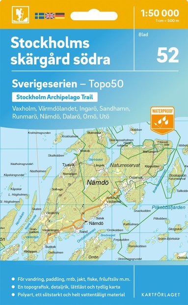 bokomslag 52 Stockholms skärgård södra Sverigeserien Topo50