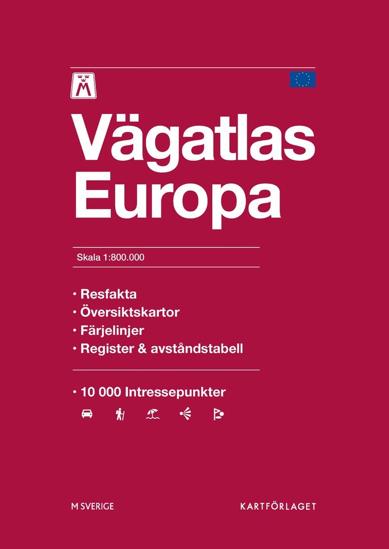 M Vägatlas Europa Skala 1:800 000, Häftad