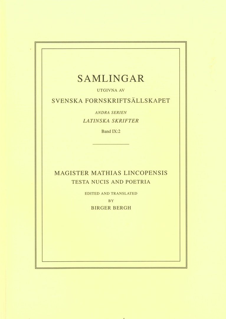 Mathias Lincopensis - Testa nucis : and Poetria, Häftad