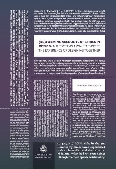 bokomslag (re)Forming Accounts of Ethics in Design: Anecdote as a Way to Express the Experience of Designing Together