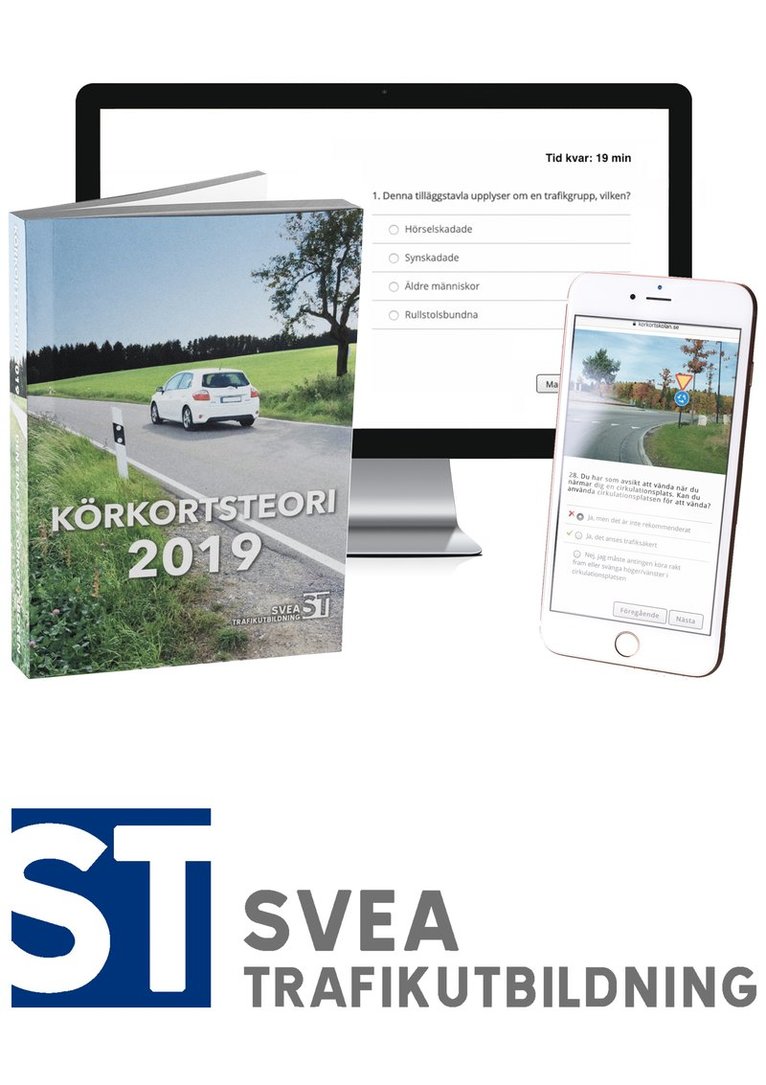 Körkort 2019: Teoripaket med senaste körkortsboken körkortsteori, körkortsfrågor online & videolektioner, Häftad