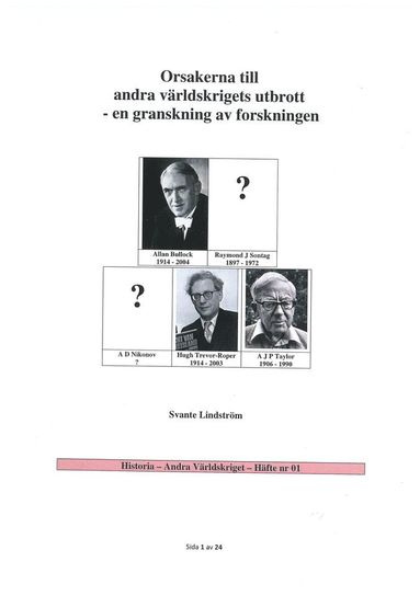 bokomslag Orsakerna till andra världskrigets utbrott