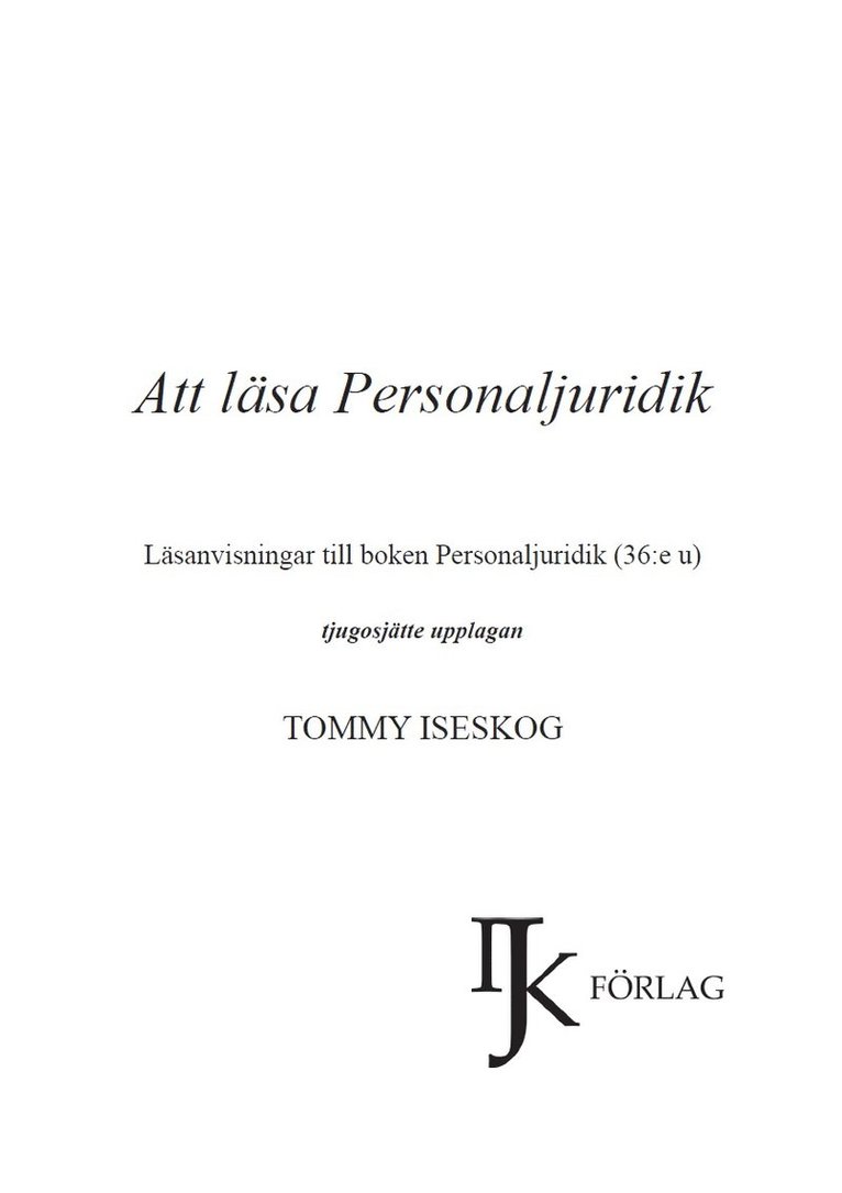 Att läsa Personaljuridik : läsanvisningar till boken Personaljuridik 1