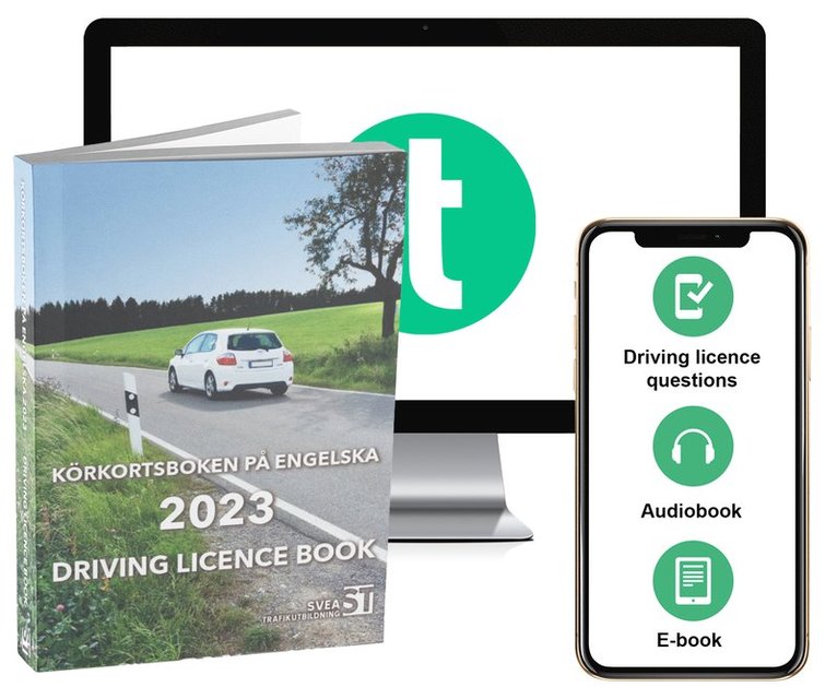 Körkortsboken på Engelska 2023 ; Driving licence book (book + theory pack with online exercises, theory questions, audiobook & ebook) 1