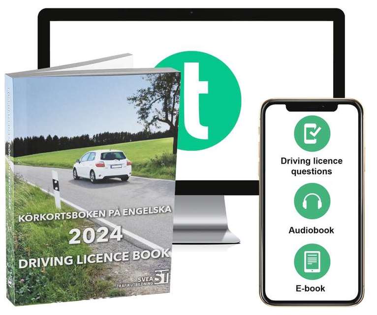 Körkortsboken på Engelska 2024 ; Driving licence book (book + theory pack with online exercises, theory questions, audiobook & ebook) 1