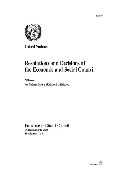 United Nations Department for General Assembly and Conference Management - Resolutions and Decisions of the Economic and Social Council: 2023 Session, Häftad