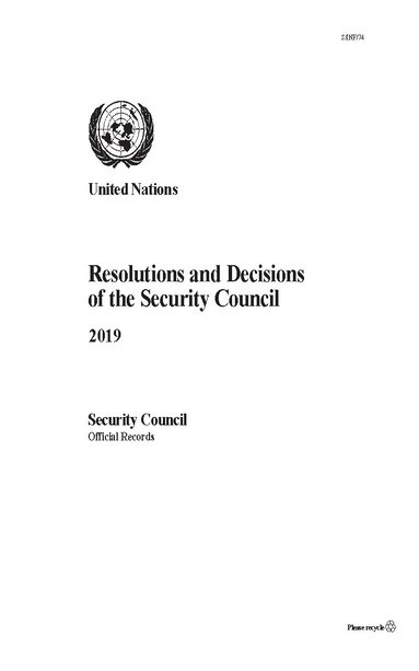 United Nations Department for General Assembly and Conference Management - Resolutions and Decisions of the Security Council 2019, Häftad