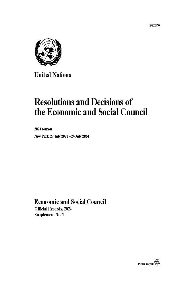 Resolutions and Decisions of the Economic and Social Council: 2024 Session