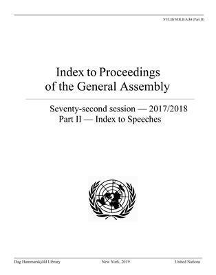 Index to Proceedings of the General Assembly 2017/2018