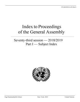 Index to proceedings of the General Assembly 1