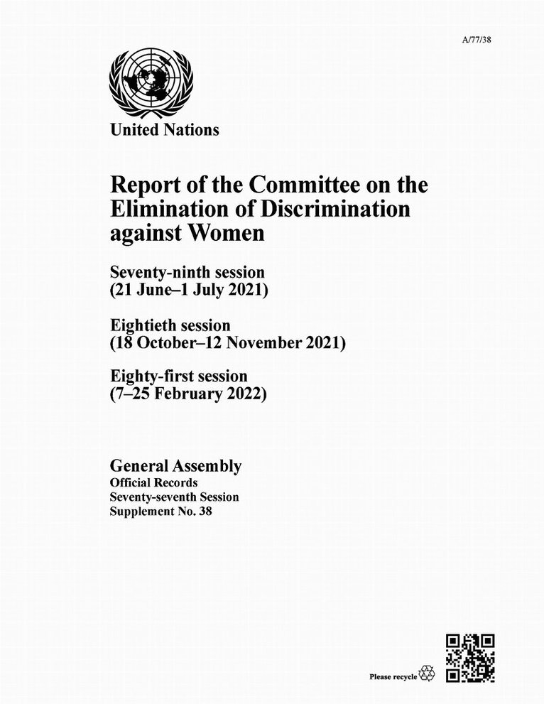 Report of the Committee on the Elimination of Discrimination Against Women, Seventy-seventh Session