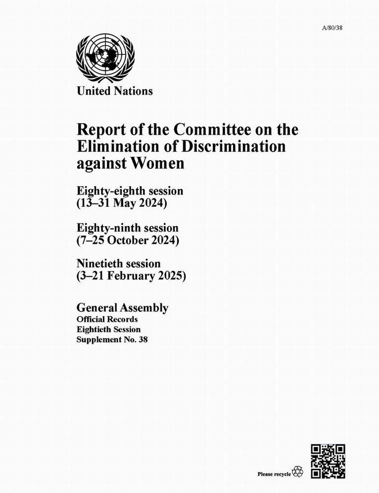 Report of the Committee on the Elimination of Discrimination Against Women, Eightieth Session