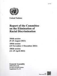 bokomslag Report of the Committee on the Elimination of Racial Discrimination, Seventy-seventh Session