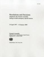 Resolutions and Decisions Adopted by the General Assembly 1