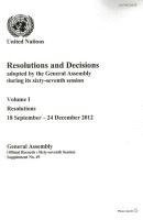 bokomslag Resolutions and decisions adopted by the General Assembly during its sixty-seventh session