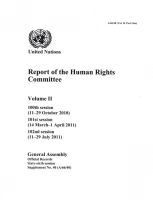 bokomslag Report of the Human Rights Committee: One Hundredth Session; One Hundred & First Session; One Hundred & Second Session, Volume II, Part 1