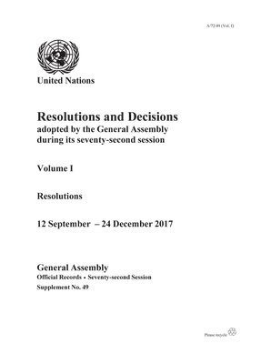 Resolutions and decisions adopted by the General Assembly during its seventy-second session 1