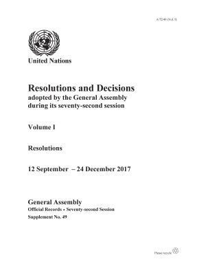 Resolutions and Decisions Adopted by the General Assembly During Its Seventy-second Session