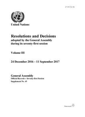 Resolutions and decisions adopted by the General Assembly during its seventy-first session 1