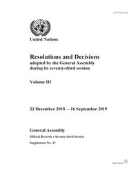 bokomslag Resolutions and decisions adopted by the General Assembly during its seventy-third session