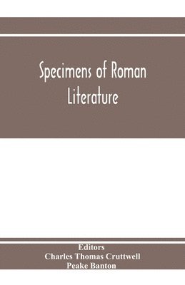 Specimens of Roman literature 1