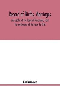 bokomslag Record of births, marriages, and deaths of the town of Sturbridge, from the settlement of the town to 1816