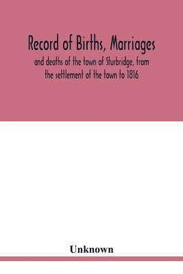 bokomslag Record of births, marriages, and deaths of the town of Sturbridge, from the settlement of the town to 1816