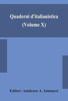 bokomslag Quaderni d'italianistica (Volume X) official journal of the Canadian Society for Italian Studies, 1989