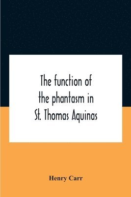 bokomslag The Function Of The Phantasm In St. Thomas Aquinas