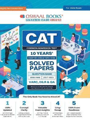 Oswaal CAT 10 YEARS Chapter-wise & Topic-wise Solved Papers (VARC, DILR & QA) (2006 - 2008 & 2017-2023) for 2024 Exam 1