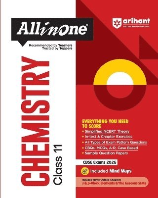 Tarnija Midha, Saleha Pervez - Arihant All in One Chemistry Class 11 for CBSE Exams 2025-26 Simplified Theory, Topicwise Illustrations & Practice Questions, All Types of Exam Pattern Questions, CBQs, MCQs, A-R, Case Based, Sample Question Papers, Board Questions Upto 2025, Mind Maps, & Project Work, Häftad