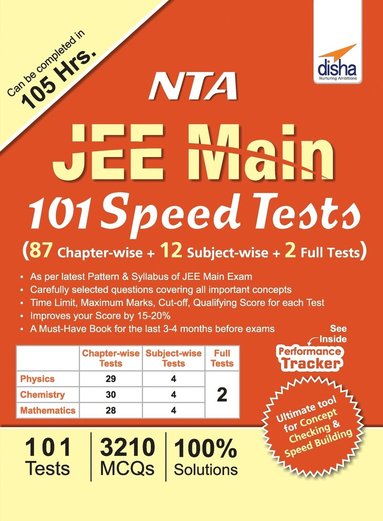 bokomslag NTA JEE Main 101 Speed Tests (87 Chapter-wise + 12 Subject-wise + 2 Full)