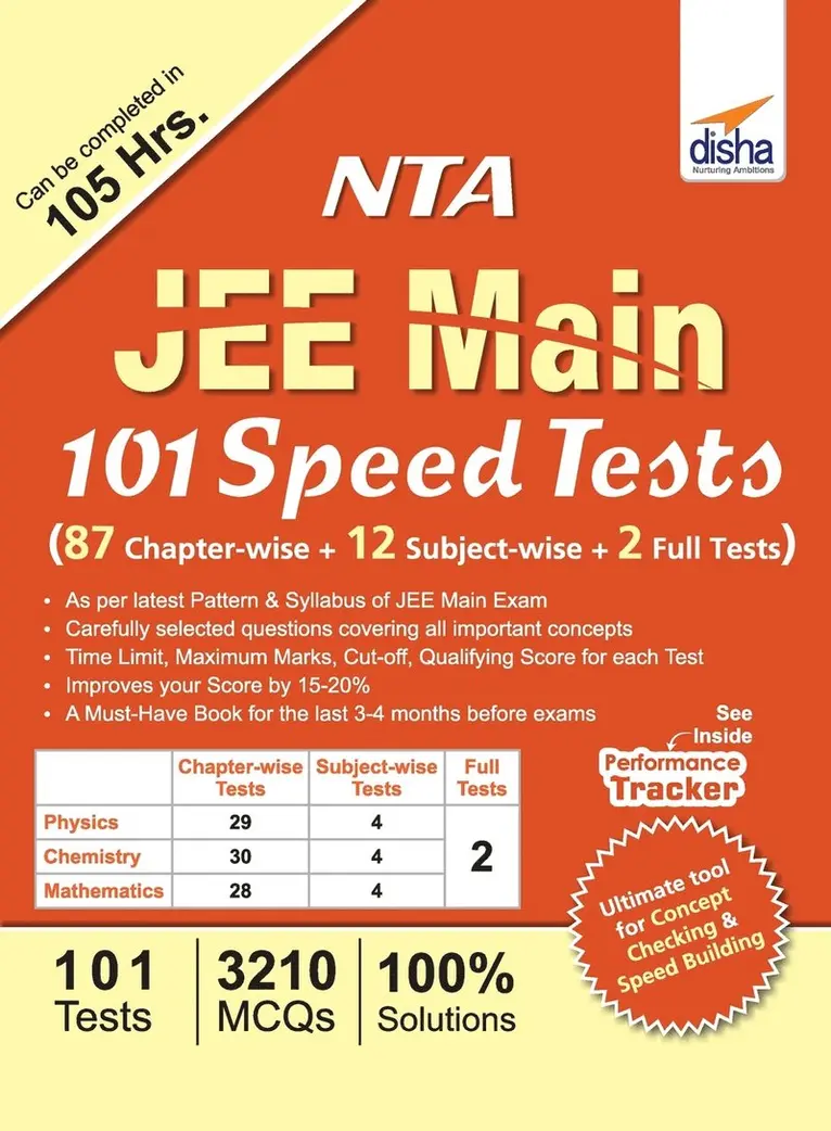 Disha Experts - NTA JEE Main 101 Speed Tests (87 Chapter-wise + 12 Subject-wise + 2 Full), Häftad. Tillgänglighet: Lägg i varukorg