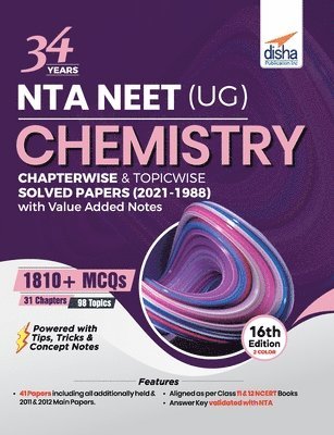 34 Years NTA NEET (UG) CHEMISTRY Chapterwise & Topicwise Solved Papers with Value Added Notes (2021 - 1988) 16th Edition 1