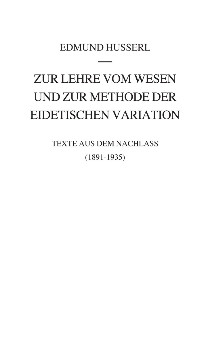 Edmund Husserl, Dirk Fonfara - Zur Lehre vom Wesen und zur Methode der eidetischen Variation, Inbunden