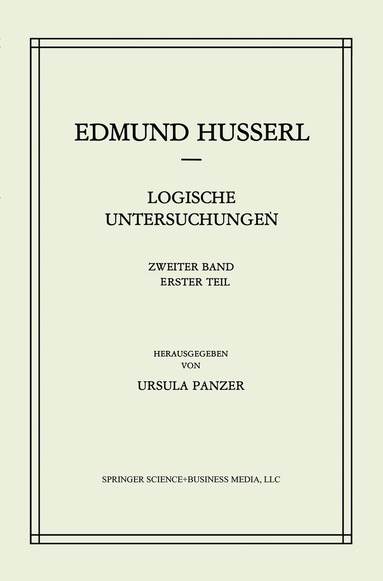 Edmund Husserl, U. Panzer - Logische Untersuchungen, Häftad