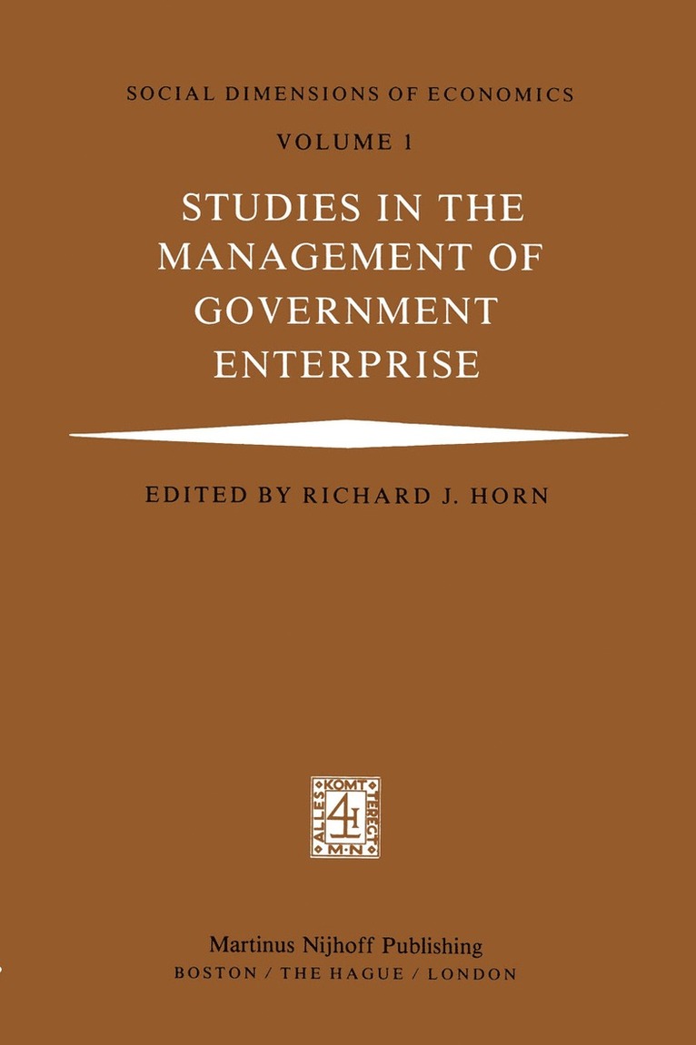R.J. Horn, R. J. Horn - Studies in the Management of Government Enterprise, Häftad