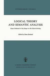 bokomslag Logical Theory and Semantic Analysis