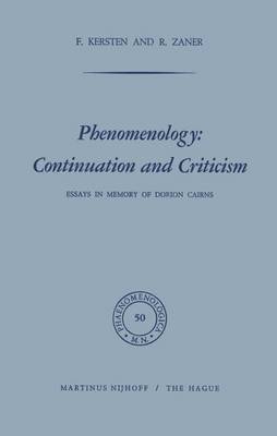 bokomslag Phenomenology: Continuation and Criticism