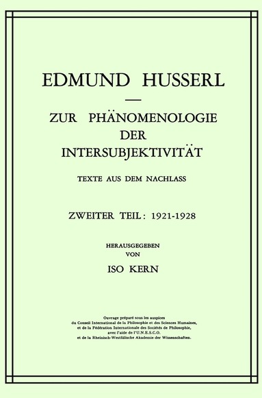 Edmund Husserl, Kern - Zur Phänomenologie der Intersubjektivität, Häftad