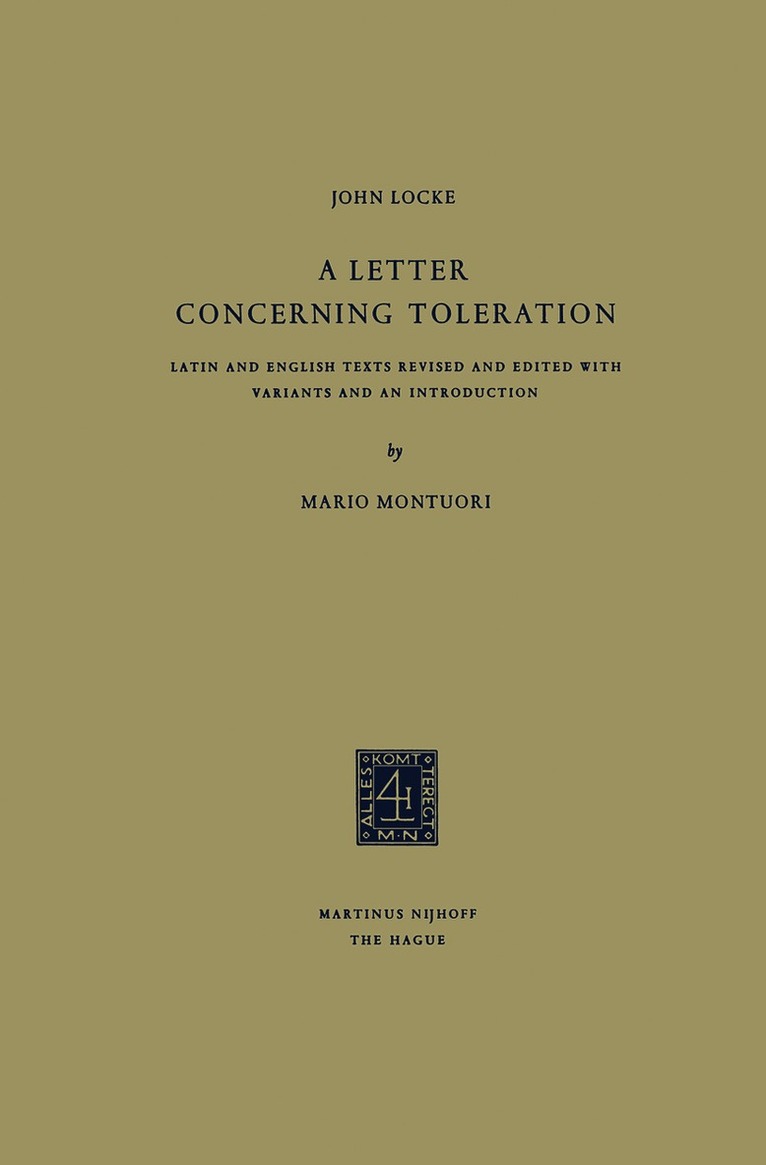 John Locke, Mario Montuori - Letter Concerning Toleration, Häftad