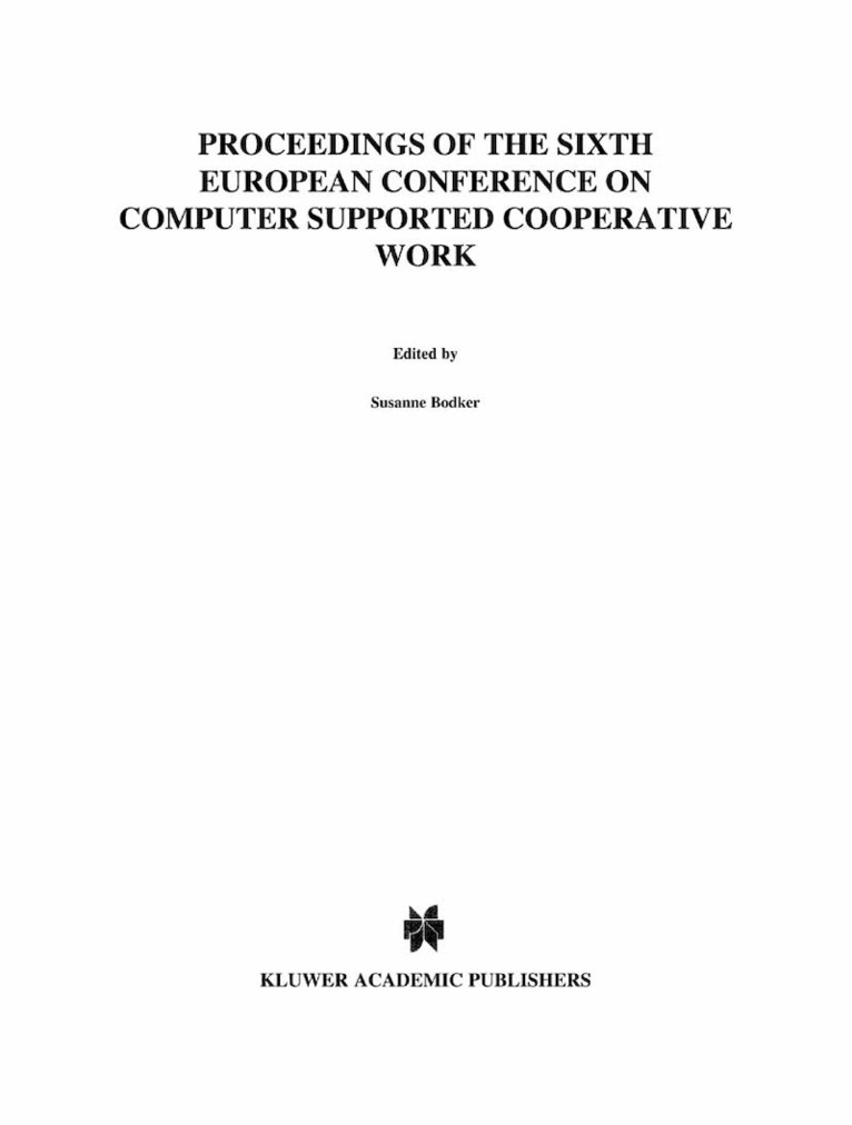 Susanne Bødker, Morten Kyng, K. Schmidt - ECSCW ’99, Häftad