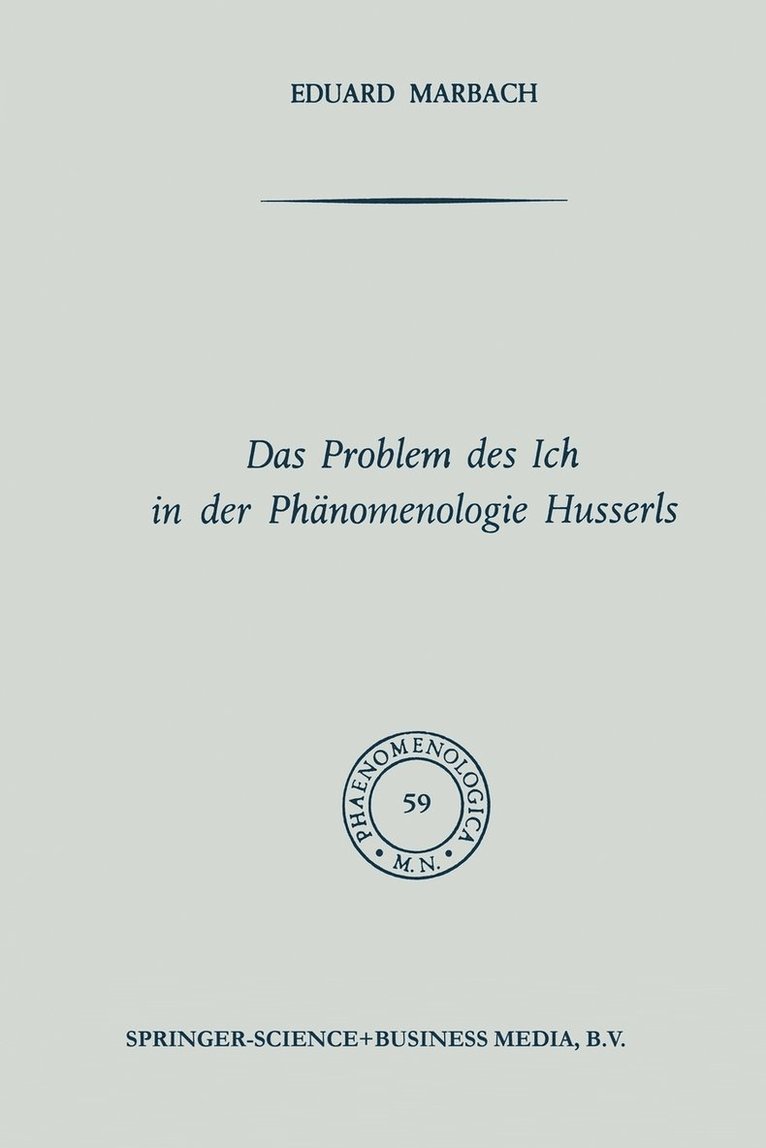 Das Problem des Ich in der Phnomenologie Husserls 1