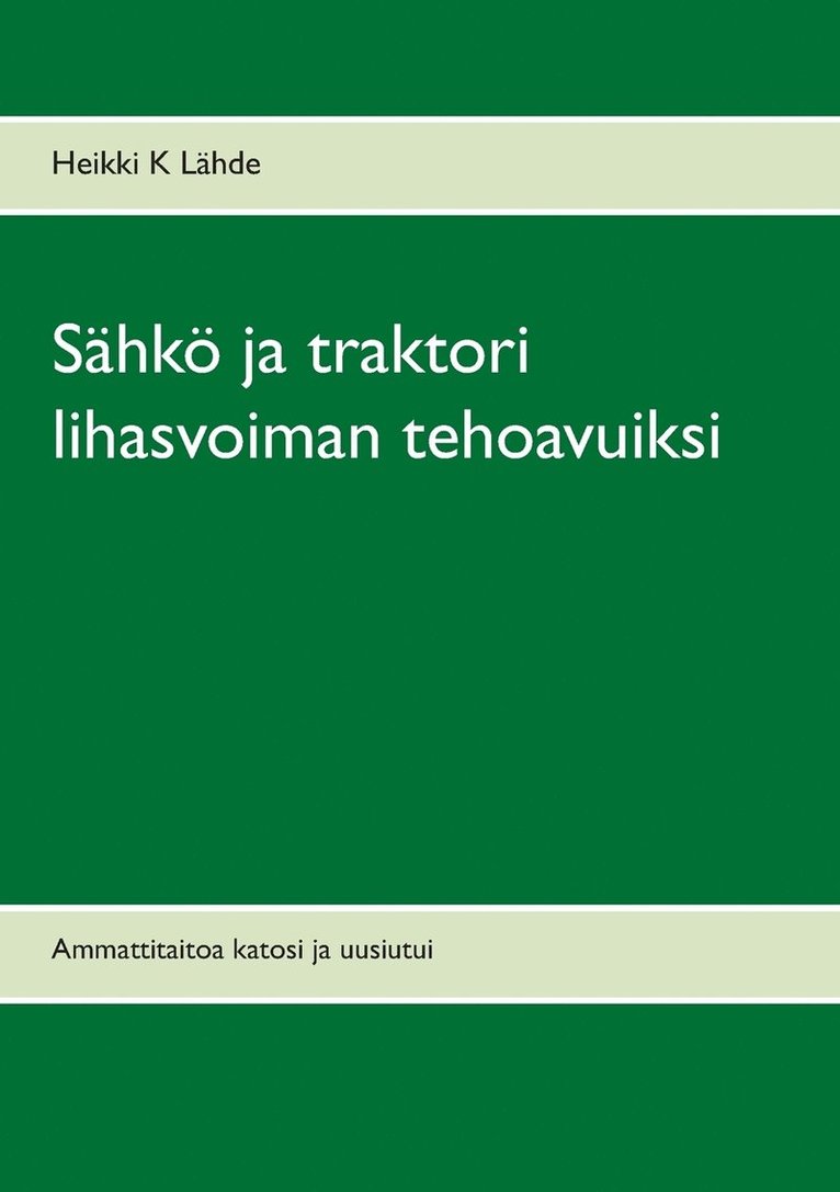 Sähkö ja traktori lihasvoiman tehoavuiksi