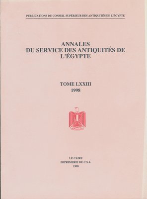 bokomslag Annales du Service des Antiquités de l'Egypte